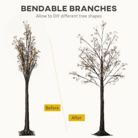 HOMCOM 5ft Artificial Tree with Warm White LED Lights, Baby Breath Flowers