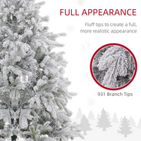 HOMCOM 5 Ft Artificial Christmas Tree with Realistic Snow Branches, LED Lights