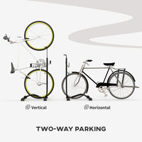 SPORTNOW Vertical & Horizontal Bike Rack Fits 6"-28" and 700c Bikes, Black