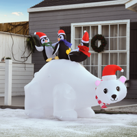 
              5ft Outdoor Christmas Inflatable with LED Ligh Polar Bear Three Penguins Garden
            