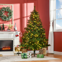 HOMCOM 6FT Pre-Lit Christmas Tree Artificial Spruce Tree Holiday D�cor Stand