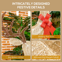 
              Outsunny Lighted Reindeer Christmas Decoration w/ Stakes Zip Ties Gold Tone
            