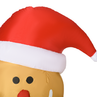 HOMCOM 6ft Christmas Inflatable Gingerbread Man & Santa Hat w/ LED Lights