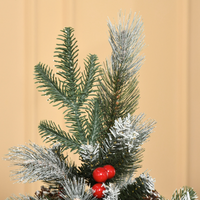 5FT Artificial SnowDipped Christmas Tree Foldable Berries White Pinecones Green