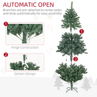 HOMCOM 6ft Artificial Christmas Tree with LED Lights, Decoration, Auto Open