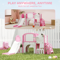 
              AIYAPLAY 7 in 1 Toddler Slide Set, Frog Theme Playset with Basketball Hoop
            