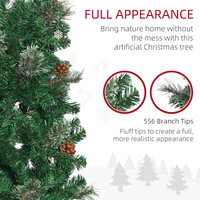 
              6.5FT Artificial Slim Christmas Tree Holiday Home Decor with Pine Cones
            