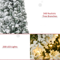 5 Feet Prelit Artificial Snow Flocked Christmas Tree Warm LED Light Green White