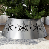 HOMCOM Christmas Tree Base Cover with Hollow Snowflake Patterns Xmas Decoration