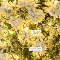 
              4 Feet Prelit Artificial Snow Flocked Christmas Tree Warm LED Light Green White
            