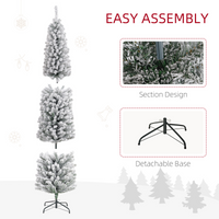 HOMCOM 7' Artificial Christmas Tree with Flocked Tips, LED Lights, Decoration
