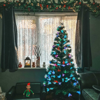 6FT Multicoloured Artificial Christmas Tree Fibre Optic Lights Star Holder