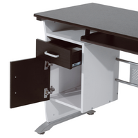 Computer Desk Drawer PC Writing Wooden Workstation Keyboard Walnut HOMCOM