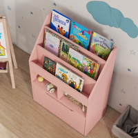 HOMCOM Kids Bookcase, Toy Box w/ Storage Drawer, Wheels for Bedroom - Pink