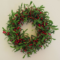 
              60cm (24 inches) Large Luxury Christmas Mistletoe Leaf and Red Berry Floristry Wreath
            