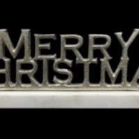 12" NICKEL PLATED MERRY CHRISTMAS ON STAND