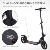 
              Folding Kick Scooter Teens Adult Ride On Adjustable 2 Big Wheels Black HOMCOM
            