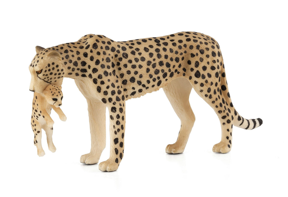 Cheetah Female with Cub Toy Realistic African Wildlife Figurine