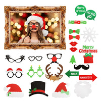 25pc Christmas Novelty Photo booth Selfie Frame & Props Photobooth