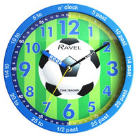 Ravel 25cm Time-Teacher Wall Clock - Blue Football R.KC.12