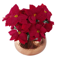 Artificial Christmas Xmas Poinsettias Copper Curve Large Metal Planter