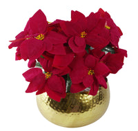 
              Artificial Christmas Xmas Poinsettias Gold Curve Large Metal Planter
            