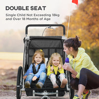 
              HOMCOM 2 Seat Bike Trailer with 5 Point Harness, for 18+ Months, Black
            