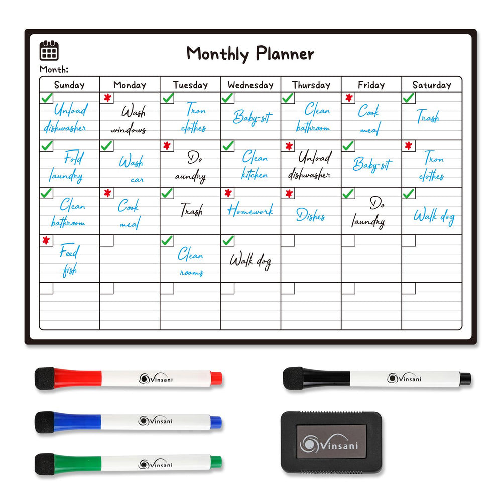 Vinsani Monthly Planner 4 Markers & Eraser 0000145