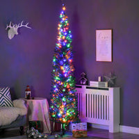 
              HOMCOM 7.5ft Artificial Pencil Christmas Tree with Colourful Lights, Steel Base
            