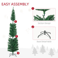 HOMCOM 7.5ft Artificial Pencil Christmas Tree with Colourful Lights, Steel Base