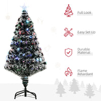 
              4ft Artificial Prelit Christmas Tree Snow Tree LED Fiber Optics Green White
            