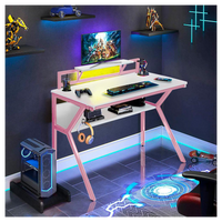 Neo Pink Ergonomic 2 Tier Gaming Computer Office Desk