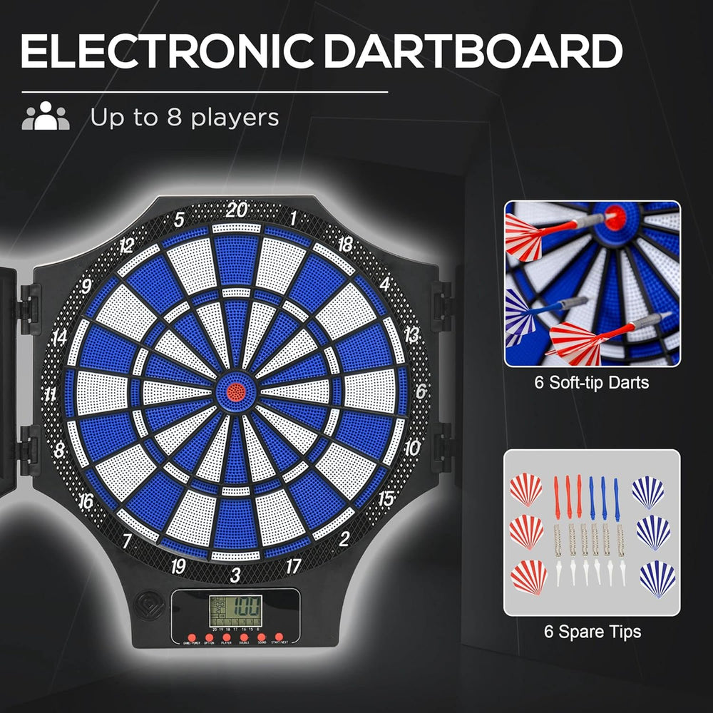 SPORTNOW Electronic Dart Board Set with Cabinet 31 Games for 8 Players