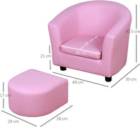 
              HOMCOM Kids Mini Sofa Children Armchair with Ottoman for Bedroom Playroom Pink
            