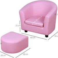 HOMCOM Kids Mini Sofa Children Armchair with Ottoman for Bedroom Playroom Pink