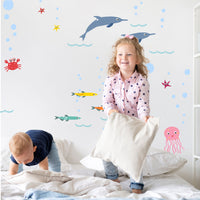 Dolphin Themed Fabric Wall Stickers Extension Pack - Reusable