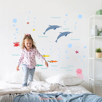 
              Dolphin Themed Fabric Wall Stickers Extension Pack - Reusable
            