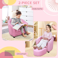 
              HOMCOM Kids Mini Sofa Children Armchair with Ottoman for Bedroom Playroom Pink
            