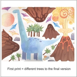 First Print Half Price Dinosaur & Volcano Fabric Wall Stickers