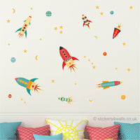 
              Rocket & Space Themed Colourful Wall Stickers - Reusable
            