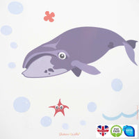 
              Whale Marine Theme Wall Stickers - Reusable Fabric Decoration
            