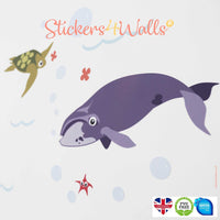 
              Whale Marine Theme Wall Stickers - Reusable Fabric Decoration
            