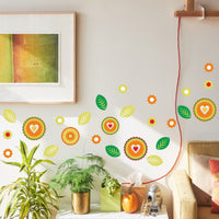 
              Retro Boho Flowers & Leaves Wall Stickers - Reusable
            