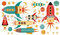 
              Rocket & Space Themed Colourful Wall Stickers - Reusable
            