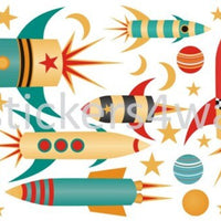 Rocket & Space Themed Colourful Wall Stickers - Reusable