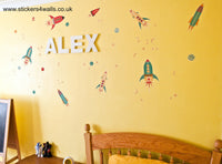 
              Rocket & Space Themed Colourful Wall Stickers - Reusable
            