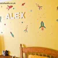 Rocket & Space Themed Colourful Wall Stickers - Reusable