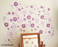 
              Retro Purple Flowers Fabric Wall Stickers - Reusable
            