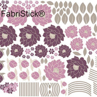 Retro Purple Flowers Fabric Wall Stickers - Reusable