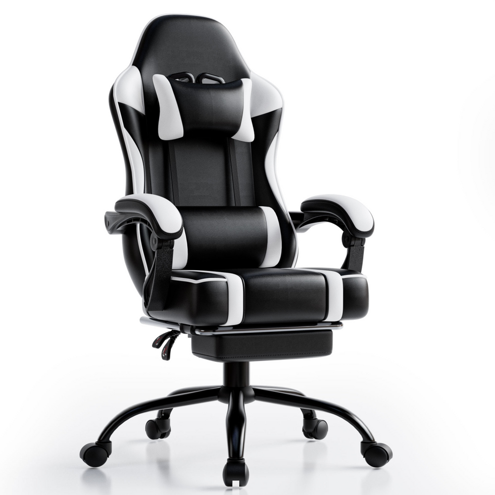 Gaming Chair, Computer Chair with Footrest and Lumbar Support, Ergonomic Video Game Chair with Headrest, Height Adjustable Gamer Chair Office Desk Chair